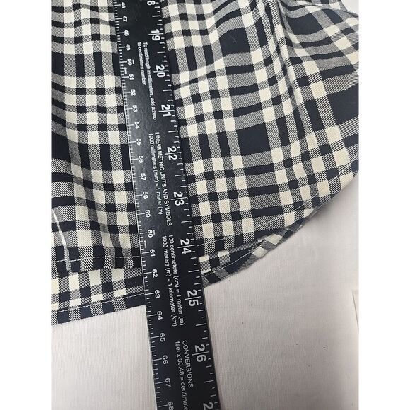 Talbots Women's S Petite Long Sleeve Button Up White/Black‎ Plaid Metallic Plaid - Picture 7 of 7